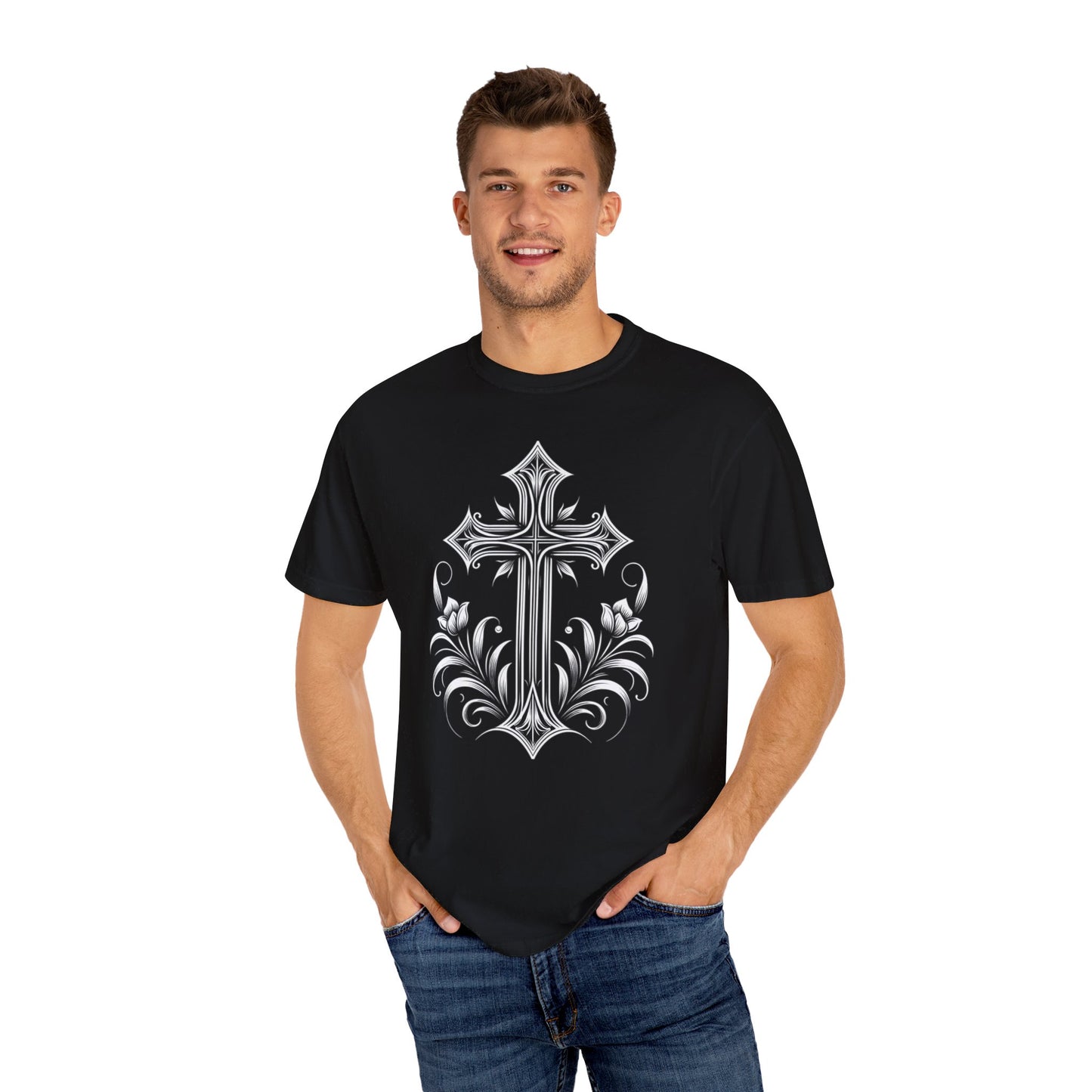 Unisex Gothic Cross Design T-Shirt